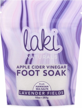 Laki Naturals Apple Cider Vinegar Foot Soak, Foot Detox Soak, Pedicure Soak, Foot Soak Callus Remover, Foot Treatment, Epsom Salt Foot Soak with Hawaiian Sea Salts (10 oz) - Lavender Fields