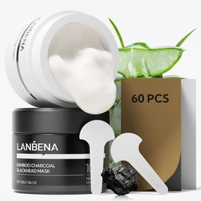 LANBENA 2 PCS Pore Strips, 2% BHA(Salicylic Acid) Nose Pore Strips 2.0   Bamboo Charcoal Blackheads Remover Peel off Mask 3.0, Plants Pore Cleanser Purifying, added Amazonian White Clay, Oil Contro