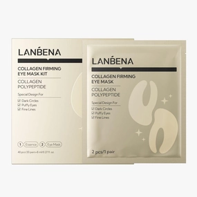 LANBENA Collagen Firming Eye Mask Kit - Under Eye Patches for Fine Lines, Puffy Eyes, Dark Circles & Wrinkles - 20 Pairs   8ml Revitalizing Gel