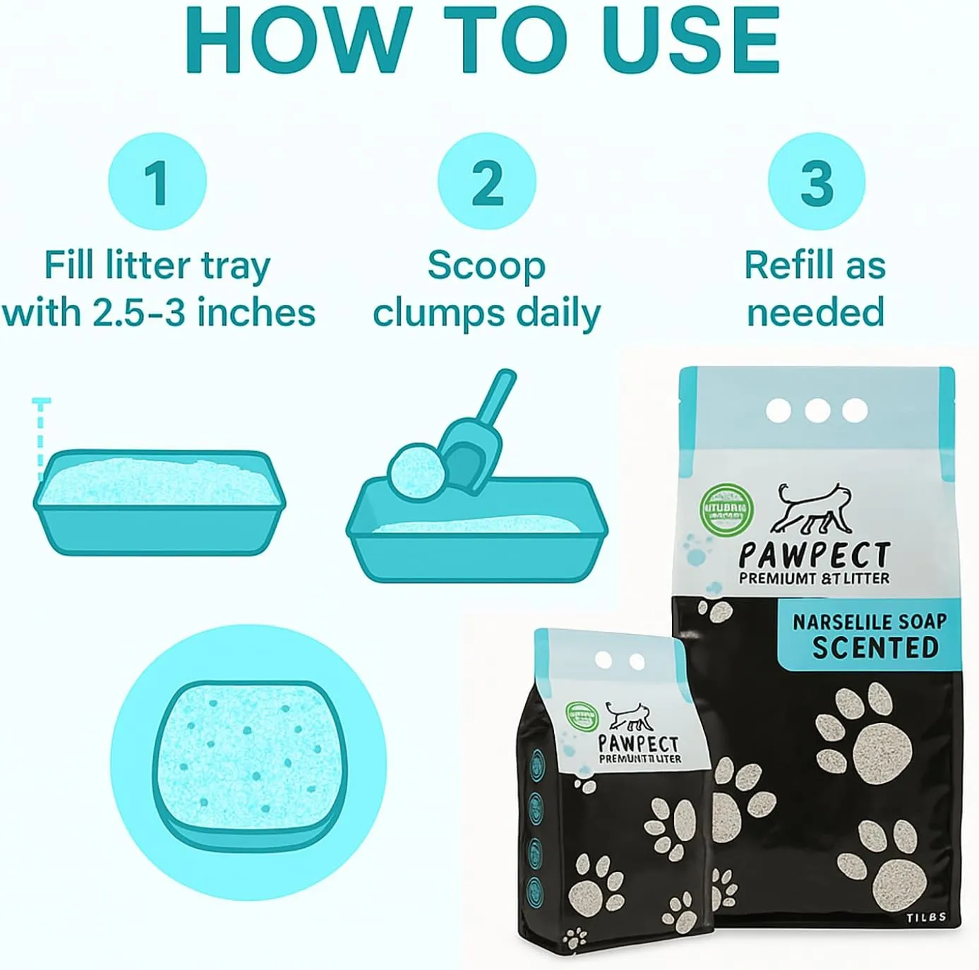 Lavender & Marseille Soap Cat Litter Combo – 46 lb / 24L (1x9L   3x5L), Clumping, Dust-Free, Odor Control