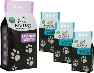 Lavender & Marseille Soap Cat Litter Combo – 46 lb / 24L (1x9L   3x5L), Clumping, Dust-Free, Odor Control