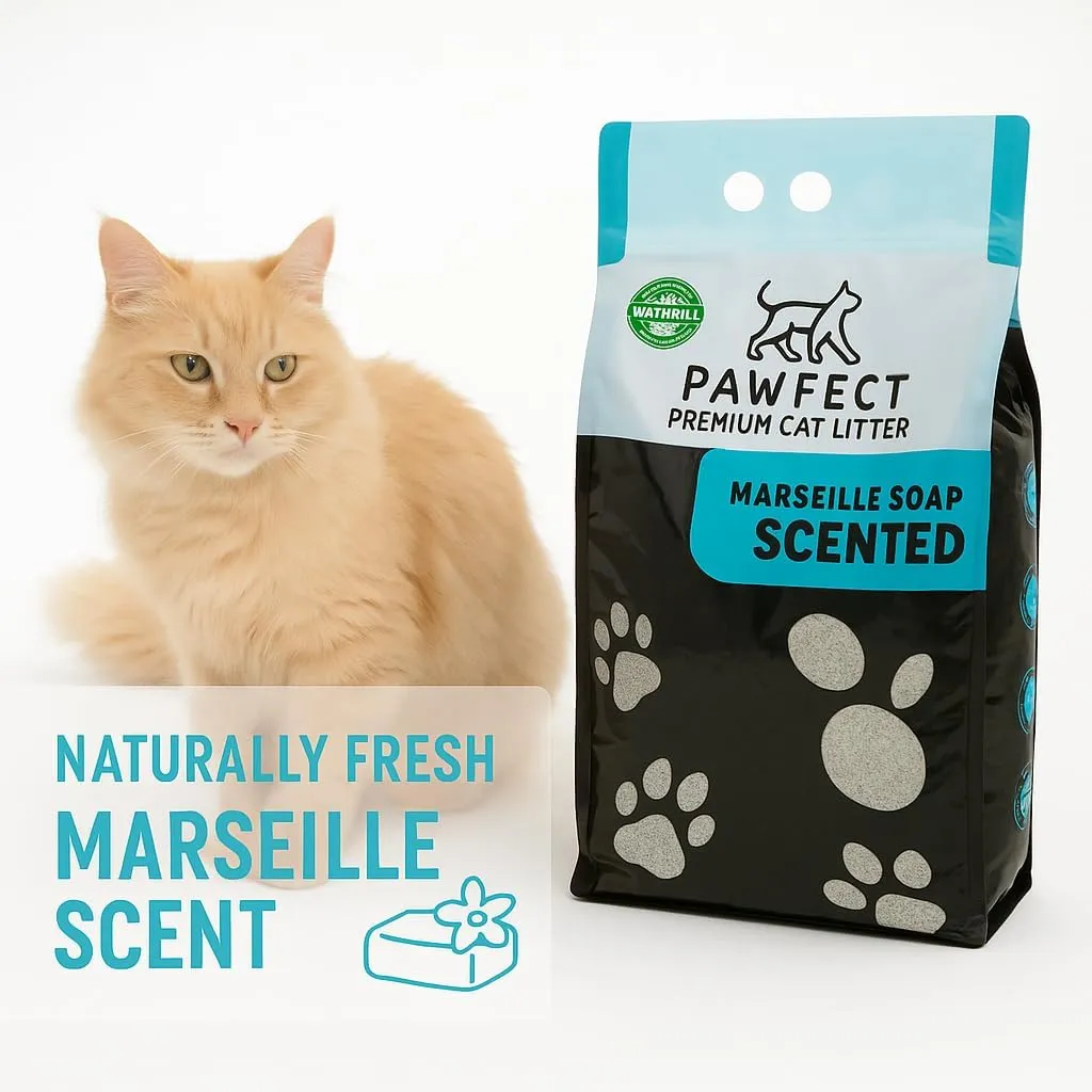 Lavender & Marseille Soap Scented Clumping Cat Litter – 38.4 lb / 20 L (4 x 9.6 lb), Low Dust, High Absorption, Dual Fragrance, Multi-Pack Freshness
