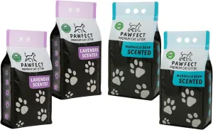 Lavender & Marseille Soap Scented Clumping Cat Litter – 38.4 lb / 20 L (4 x 9.6 lb), Low Dust, High Absorption, Dual Fragrance, Multi-Pack Freshness