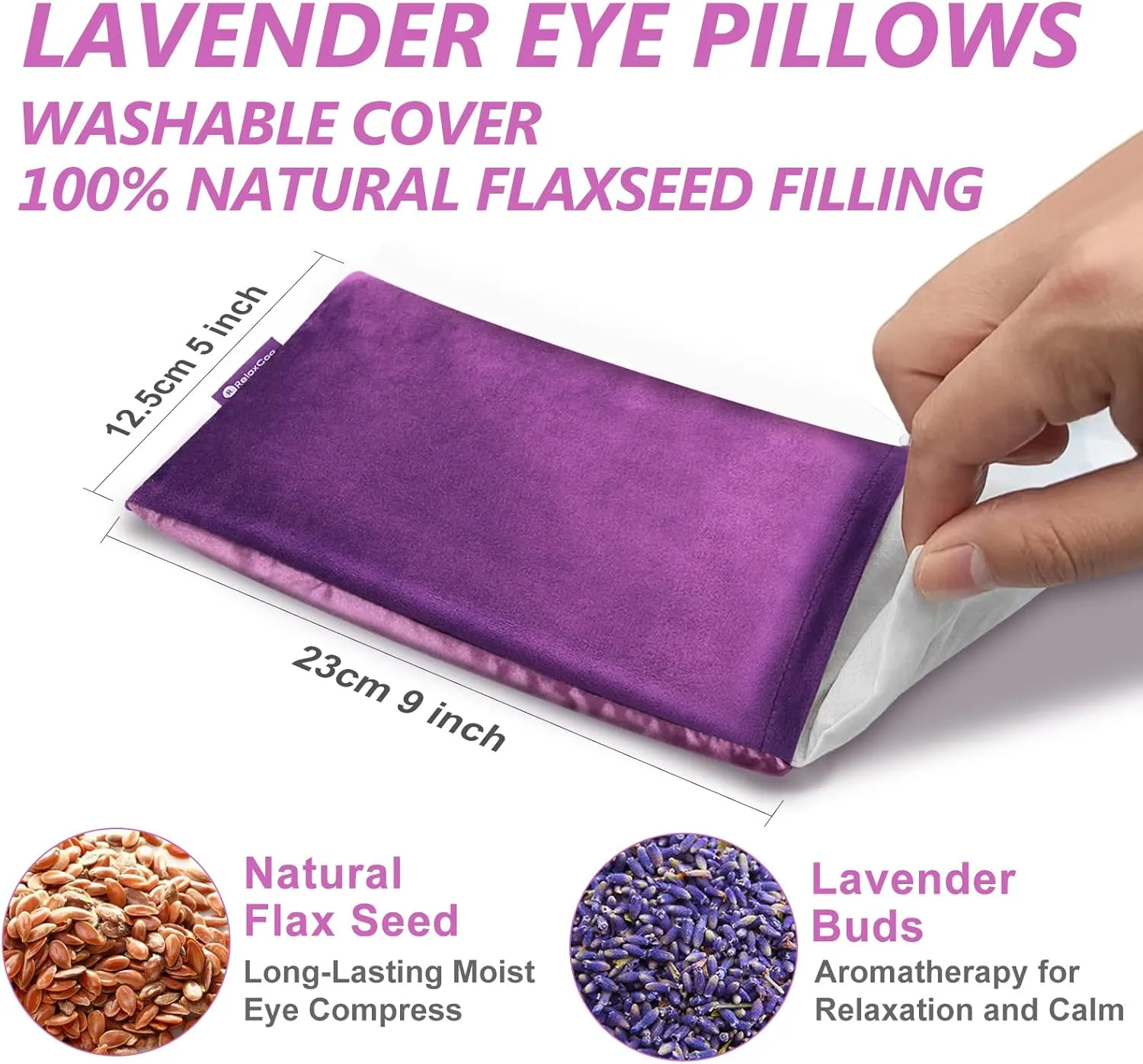 Lavender Eye Pillow for Relaxation, Yoga, Sleeping, Weighted Eye Mask Heated for Headache, Sinus, Dry Eye Relief, Moist Heat Eyes Compress, Meditation Accessories with Aromatherapy, Pack of 4