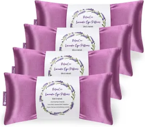 Lavender Eye Pillow for Relaxation, Yoga, Sleeping, Weighted Eye Mask Heated for Headache, Sinus, Dry Eye Relief, Moist Heat Eyes Compress, Meditation Accessories with Aromatherapy, Pack of 4