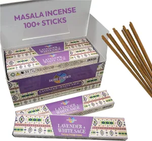 Lavender Incense Sticks with Sage - Masala Incense for Calming & Meditation Incense | Contains Earthy White Sage Incense, Perfect Housewarming or Fall Incense Sticks Gift (Inciensos Aromaticos)