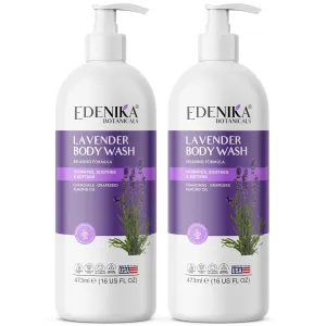 Lavender Oil Body Wash, Aromatic Shower Experience, Cleanses While Calming & Relaxing Your Senses, Stress Relief, Aids Sleep, For Dry, Sensitive, All Skin Types (16 fl oz, 2-Pack)