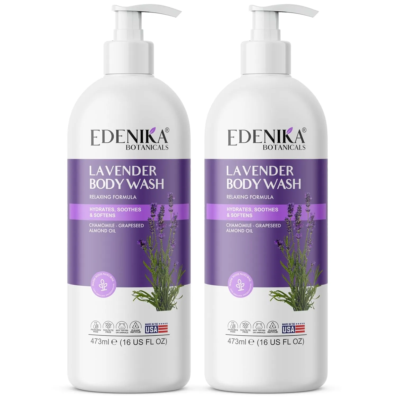 Lavender Oil Body Wash, Aromatic Shower Experience, Cleanses While Calming & Relaxing Your Senses, Stress Relief, Aids Sleep, For Dry, Sensitive, All Skin Types (16 fl oz, 2-Pack)