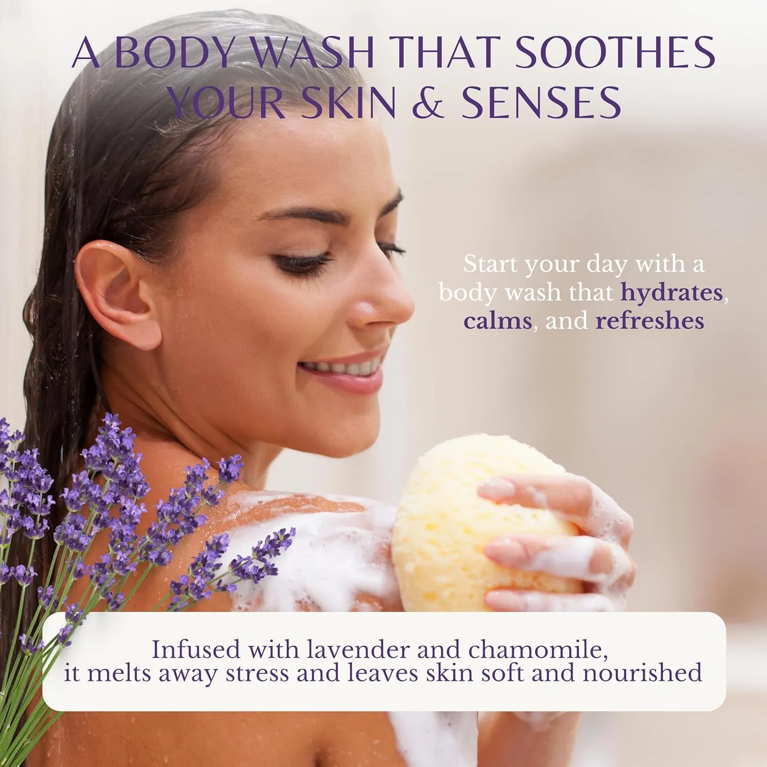 Lavender Oil Body Wash, Aromatic Shower Experience, Cleanses While Calming & Relaxing Your Senses, Stress Relief, Aids Sleep, For Dry, Sensitive, All Skin Types (16 fl oz, 2-Pack)