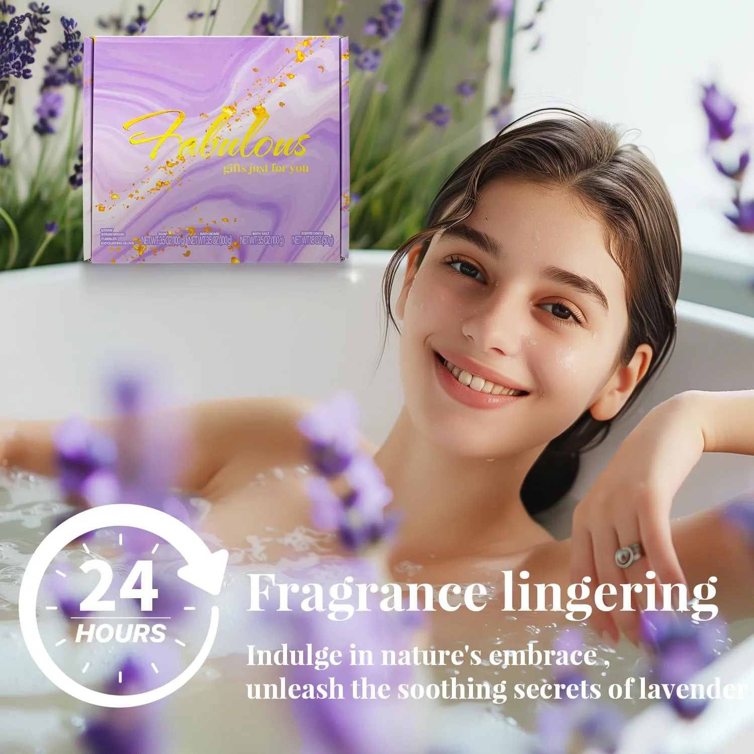 Lavender Relaxing Bath and Body Gift Set for Women - 8Pcs Unique Ideas for Birthday, Valentine's Day, Mother's Day, Christmas