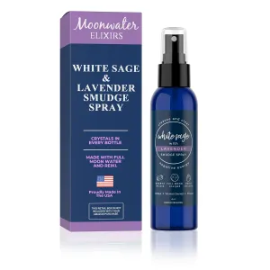 Lavender Sage Aromatherapy Spray for Spiritual Cleansing & Aura Protection, White Sage Lavender Spray - Cleansing Negative Energy & Protection, Clear Quartz Reiki Energized Aromatherapy Room Spray 4oz