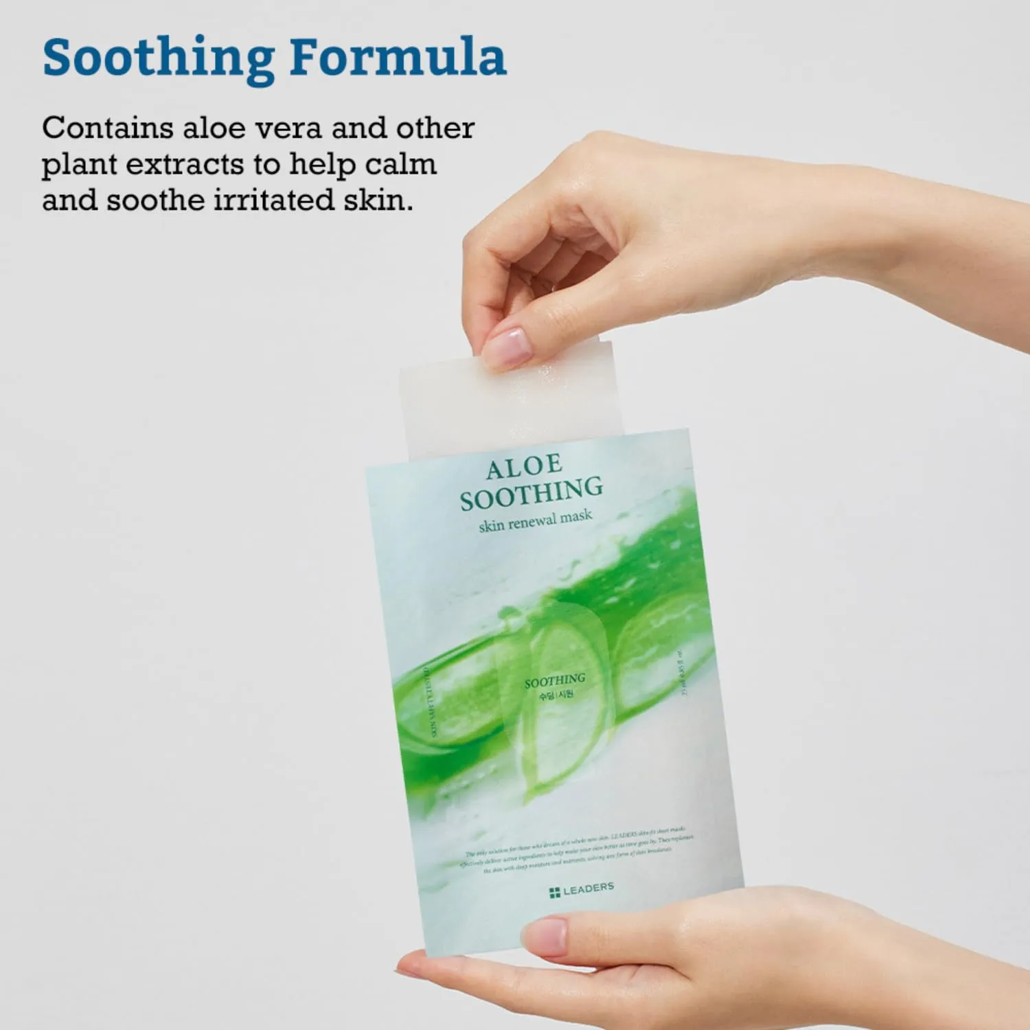 LEADERS Aloe Soothing Skin Renewal Mask – Calms Irritated Skin, Reduces Redness & Provides Deep Hydration – Gentle Formula for Sensitive Skin – Hydrating Face Mask with Aloe Vera – 10 Sheets