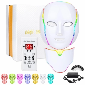 LED Face Màsk (model FM-01), 7 Color LED Face Màsk Light Theràpy, Skin Care Màsk for Face and Neck both beauty salons and home