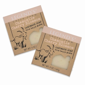 Legend's Creek Farm Goat Milk Soap - Cleansing Moisturizing Soap Bar for Hands and Body - 5 Oz Creamy Lather, Nourishing, Gentle Natural Soap for Sensitive Skin (Chamomile Cherry Blossom, Pack of 2)