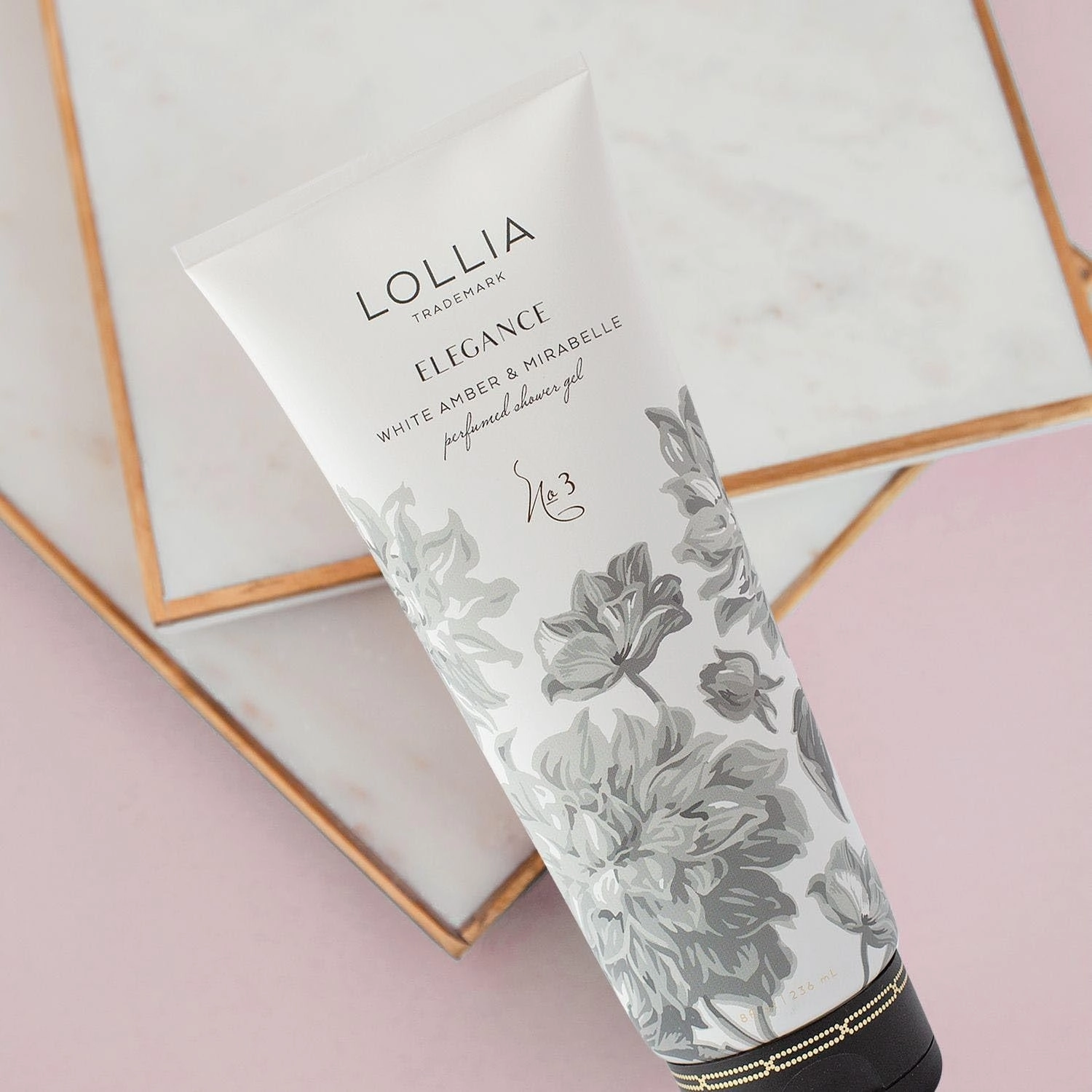 Lollia Elegance Shower Gel, 8 fl. oz. – White Amber & Mirabelle – Scented Shower Gel Body Wash, Shea Butter Body Wash, Bath Wash for Women, Beautiful Shower Gel, Moisturizing Body Wash