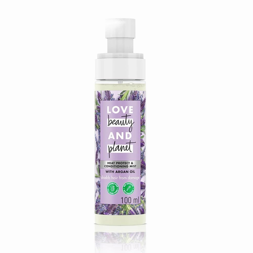 Love Beauty  Planet Unisex Adult Lavender Argan Oil Heat Protect & Conditioning Mist|No Sulfates,Paraben|100Ml