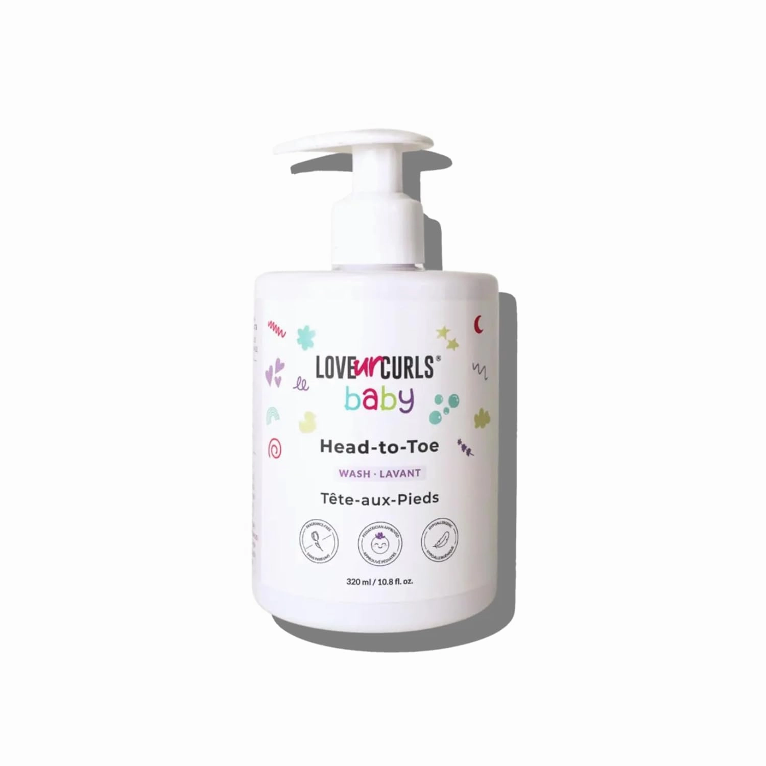 Love Ur Curls - LUCK Baby Head to Toe Wash, Gentle & Tear Free, Pediatrician Approved, Body Wash, and Ultra Mild Fragrance Free Mild Shampoo All in One, Vegan, 320 mL