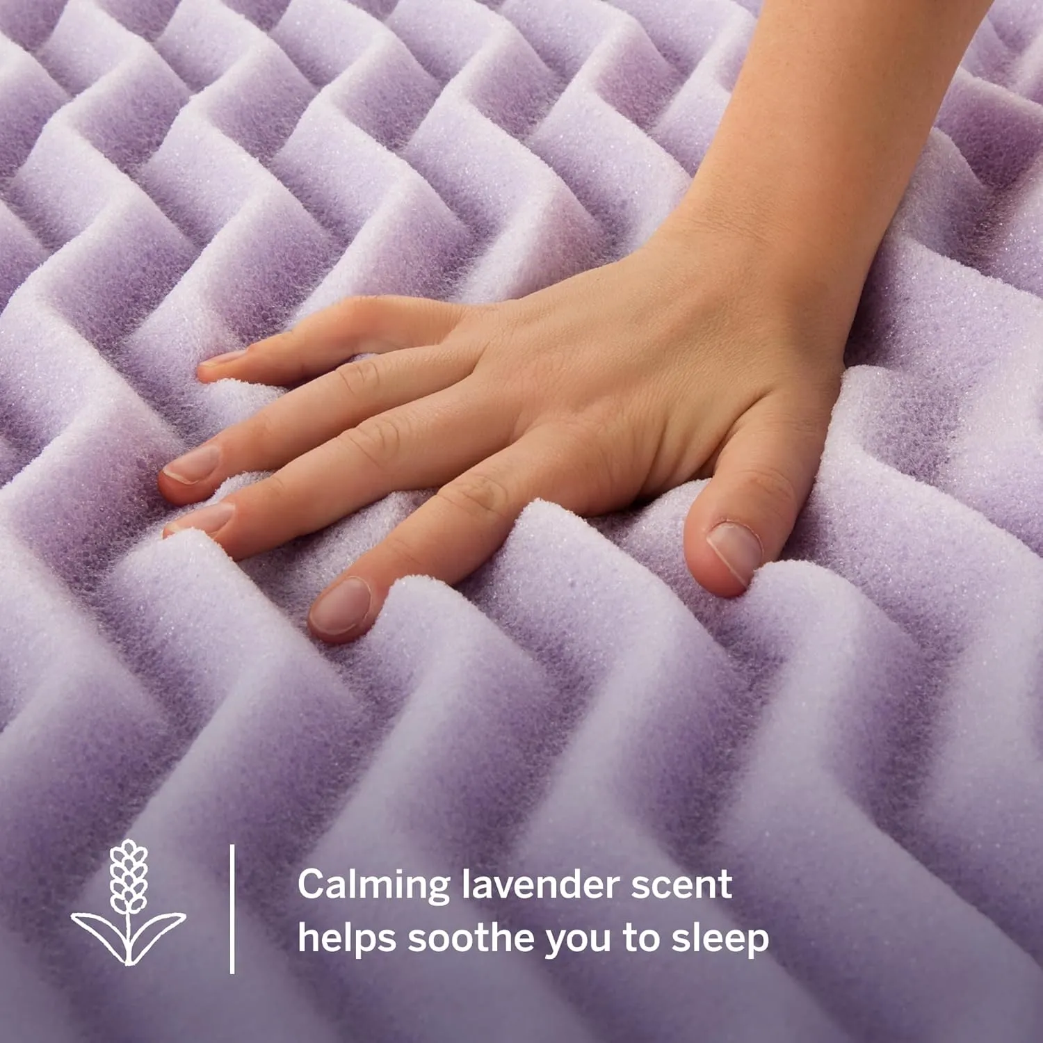 LUCID 3 Inch 5 Lavender Memory Foam Plush-Calming Targeted Convoluted Comfort Zones Mattress Topper, Twin