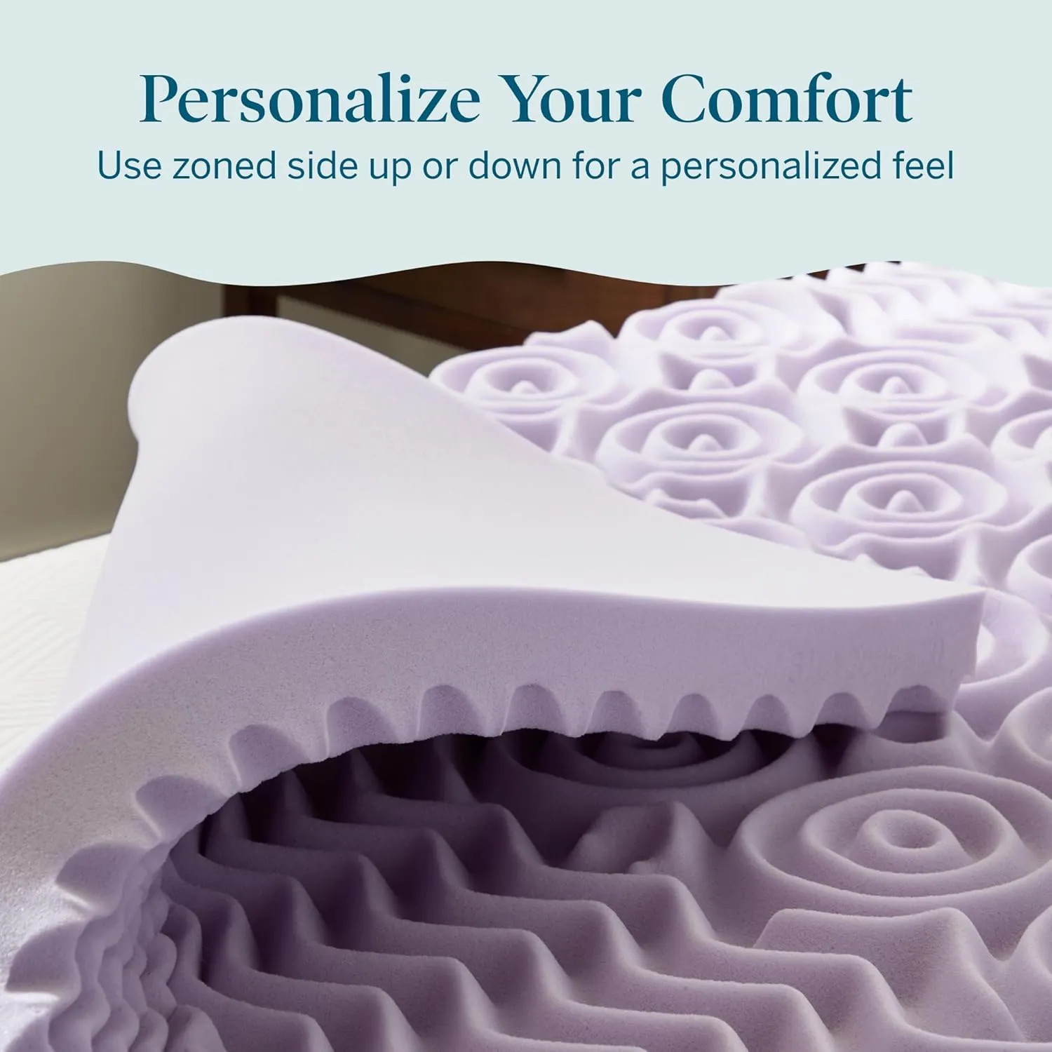 LUCID 3 Inch 5 Lavender Memory Foam Plush-Calming Targeted Convoluted Comfort Zones Mattress Topper, Twin