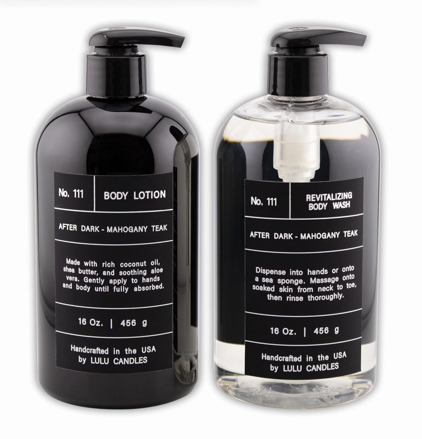 Lulu Candles, After Dark - Mahogany Teak, Revitalizing Body Wash & Nourishing Body Lotion, 2-Piece Set, Full Size - 16 Fl Oz.