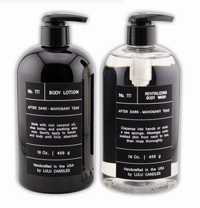 Lulu Candles, After Dark - Mahogany Teak, Revitalizing Body Wash & Nourishing Body Lotion, 2-Piece Set, Full Size - 16 Fl Oz.