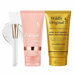 Luvelis GlowWrap Collagen Overnight Peel Off Facial Mask, Wildly Original Turmeric Kojic Acid   Collagen Night Mask, Wildly Original Face Mask, Collagen Night Lift Mask (Yellow Pink)