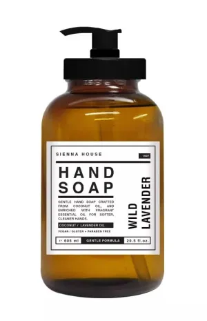Luxury Lavender Hand Soap in Glass Bottle Dispenser (20.5 fl oz) - Perfect for Home & Office