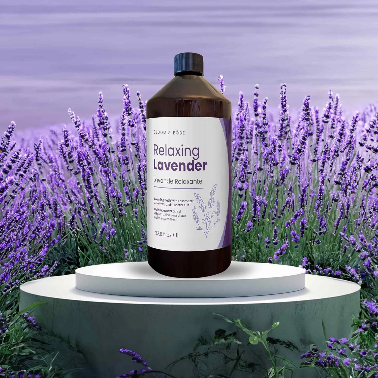 Luxury Foaming Bath - Natural Scented Bubble Bath with Essential Oils and Epsom Salt - Relaxing Lavender Scent, 33.8 fl oz / 1L