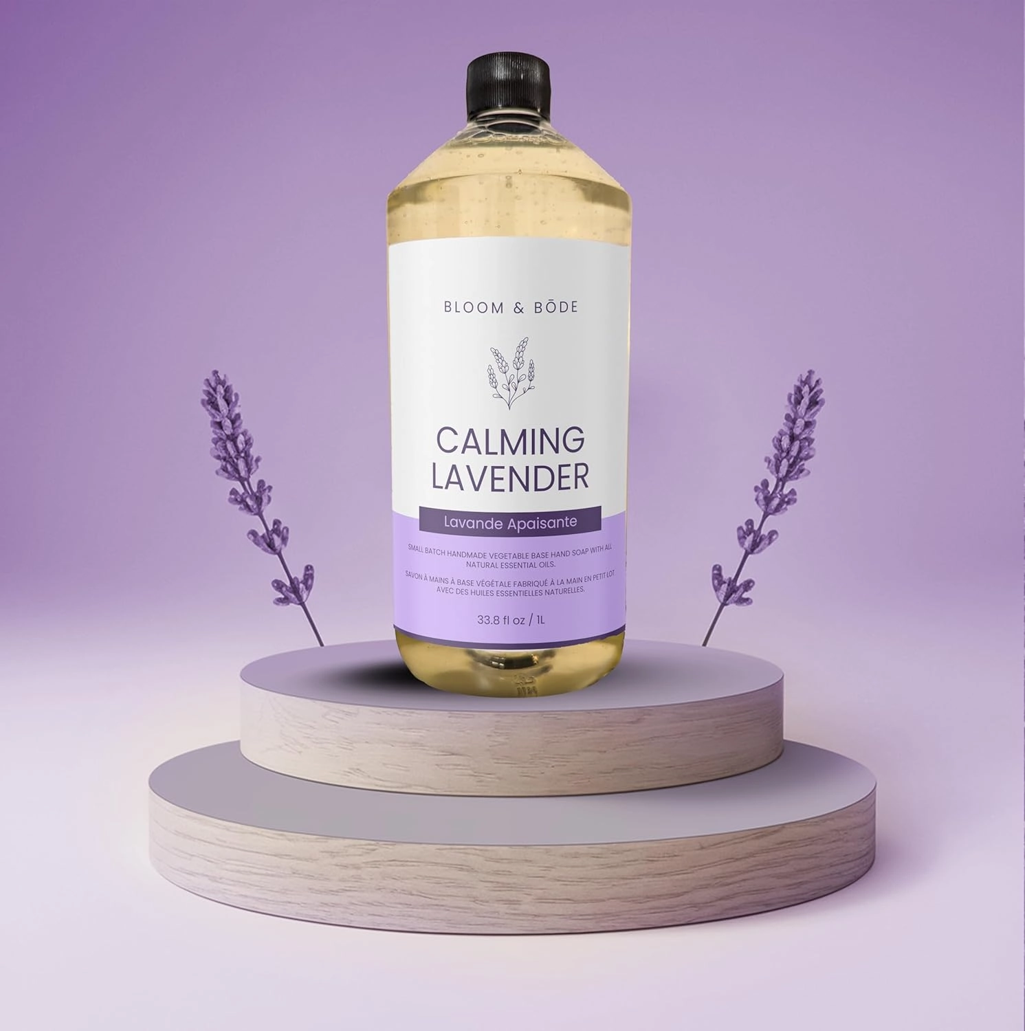 Luxury Liquid Hand Soap Refill - Natural Scented Hand Wash - Gentle Hand Soap with Essential Oils & Aloe Vera - Moisturizing Handwash for Bathroom and Kitchen, Calming Lavender Scent, 33.8 fl oz