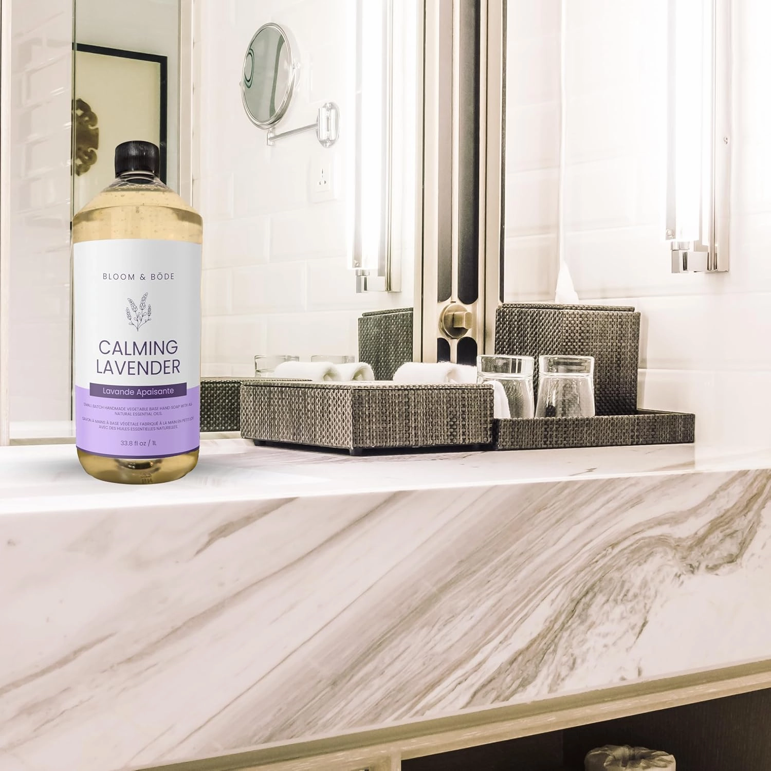 Luxury Liquid Hand Soap Refill - Natural Scented Hand Wash - Gentle Hand Soap with Essential Oils & Aloe Vera - Moisturizing Handwash for Bathroom and Kitchen, Calming Lavender Scent, 33.8 fl oz