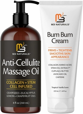 M3 Naturals Anti Cellulite Oil and Bum Bum Cream Bundle