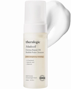 Madecell Derma Repair B5 Bubble Foam Cleanser - Panthenol & Salicylic Acid BHA - Korean Acne Calming Bubble Face Wash - Hypoallergenic, Vegan, Fragrance Free, 5.07 fl.oz.