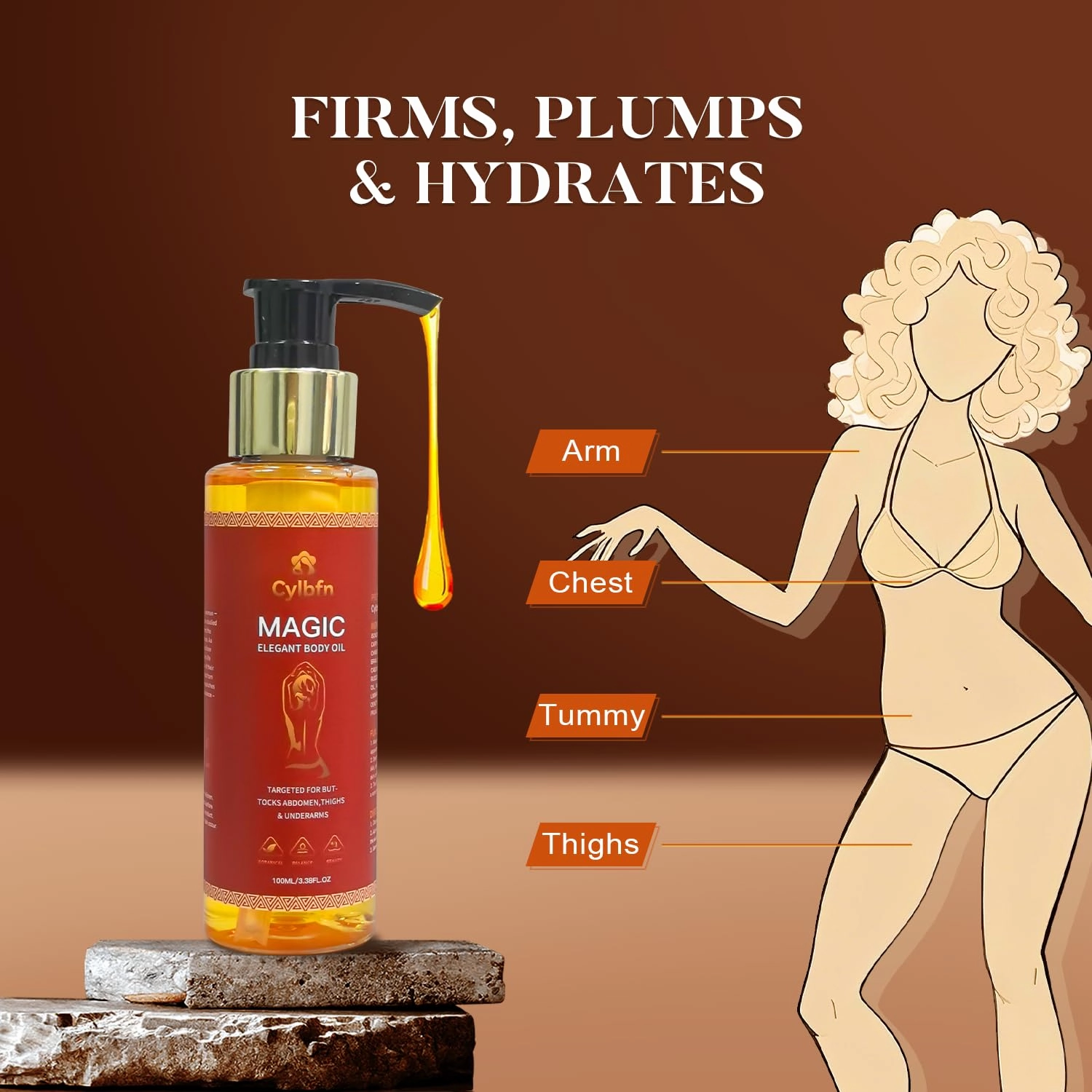 Magic Body Firming Oil – Hydrating Shower Oil & Skin So Soft Treatment with magic body oils – Firming Body Lotion Alternative for Arms, Chest, Thighs – Infused with Vitamin E, Rosehip & Almond Oils