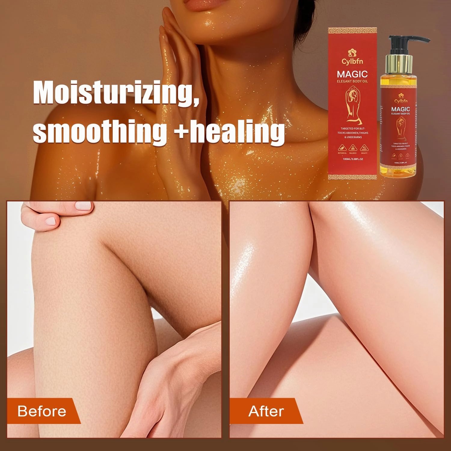 Magic Body Firming Oil – Hydrating Shower Oil & Skin So Soft Treatment with magic body oils – Firming Body Lotion Alternative for Arms, Chest, Thighs – Infused with Vitamin E, Rosehip & Almond Oils