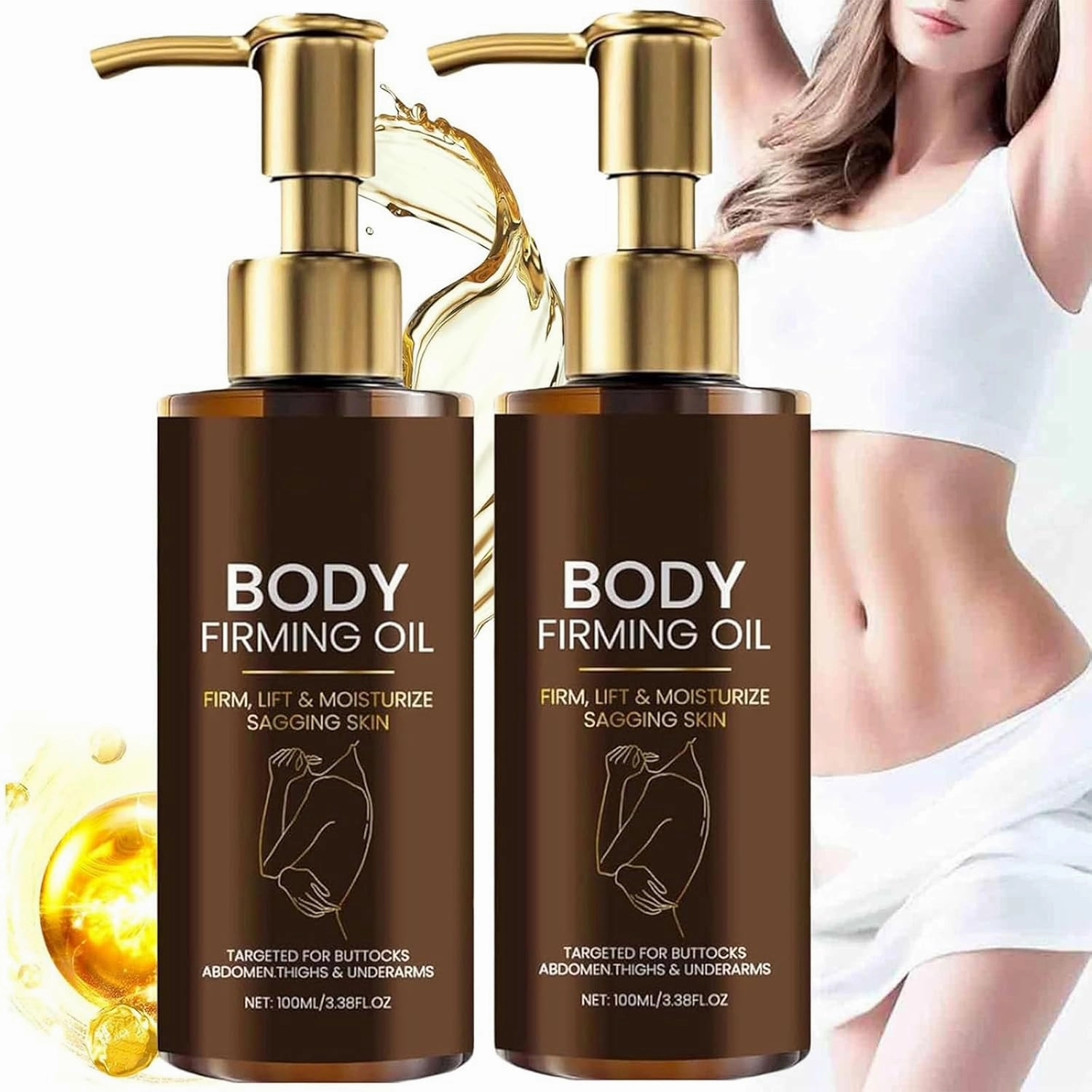 Magic Luxury Body Firming Oil, Collagen Lifting Body Oil, Hydrating Body Tightening Lotion for Women, Skin Tightening & Smooth, Fast Absorption, Non-Greasy (2pcs)