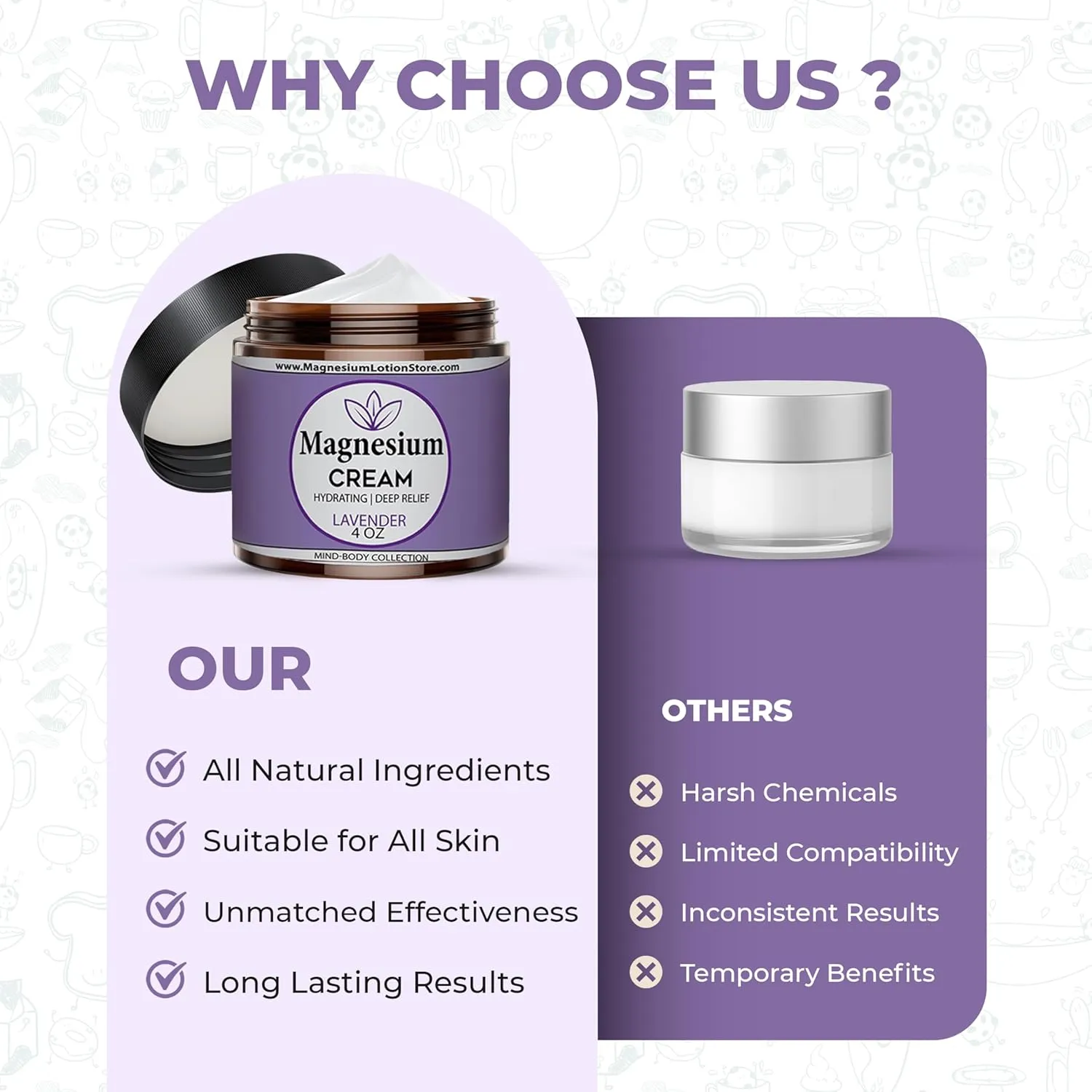 Magnesium Cream for Sleep, Kids, Muscle Soreness & Cramps Relief with Shea Butter, Coconut Oil, Aloe, Vitamin E - Topical Magnesium Cream for Calm & Relaxation - Lavender - 4fl oz - USA Made