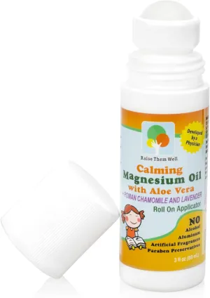 Magnesium Oil Roller for Kids – Calming Roll-On with Aloe Vera, Roman Chamomile & Lavender, Soothing Support for Anxiety, Nervousness & Hyperactivity, 3 fl oz