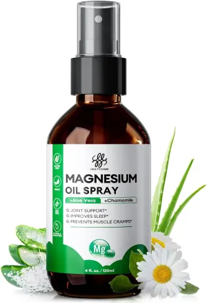Magnesium Oil Spray - Magnesium Spray for Feet & Body, Leg Cramps, Joint Health & Sleep Support, Nourish Skin - Pure, Topical and Natural Oil from Ancient Minerals, 4oz