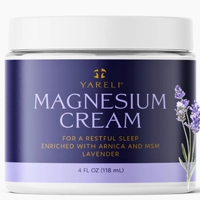 Magnesium Cream for Pain Relief & Sleep Topical Magnesium Lotion with Arnica, MSM & Lavender for Leg Cramps, Muscle Pain, Restless Legs Syndrome - Safe for Adults & Kids, 4oz