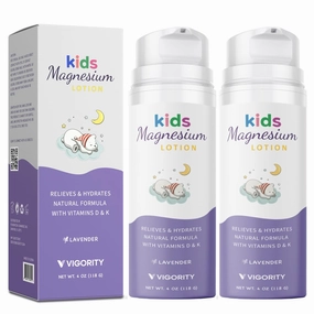 Magnesium Lotion for Kids & Babies Sleep - Bedtime Calming Body Cream with Natural Ingredients, Lavender Oil, Shea Butter & Vitamins - Topical Magnesium Soothing Relief, Promotes Relaxation - 2 Pack