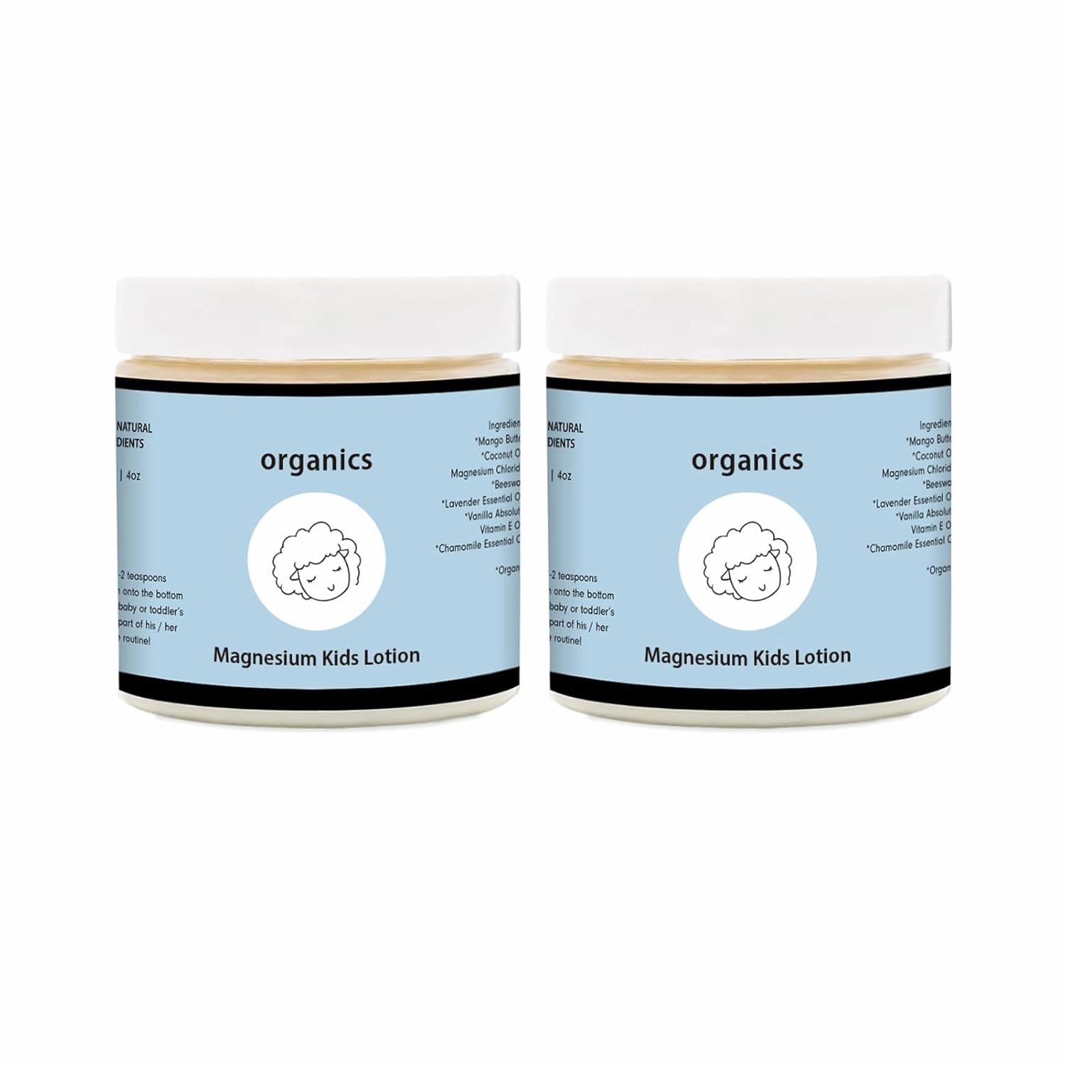 Magnesium Lotion for Kids, Magnesium Lotion For Sleep, Topical Magnesium Cream Helps Stay Calm at Bedtime and During The Night (2pc)