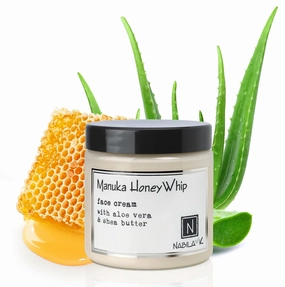 Manuka Honey Whip - Face Cream - Moisturizer - Aloe Vera & Shea Butter - Vitamin C - Vitamin B - Cruelty Free - Dry, Oily, or Sensitive Skin - Natural - Honey Fragrance - Made in USA - 5oz