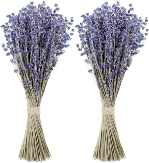 MAQ's Dried Lavender Bundles - 100% Natural Dried Lavender Flowers with 300 Stems (16-17 Inches) for Home Fragrance, Weddings & Party Decoration | Bonus Pouch Filled with Dried Lavendar Buds