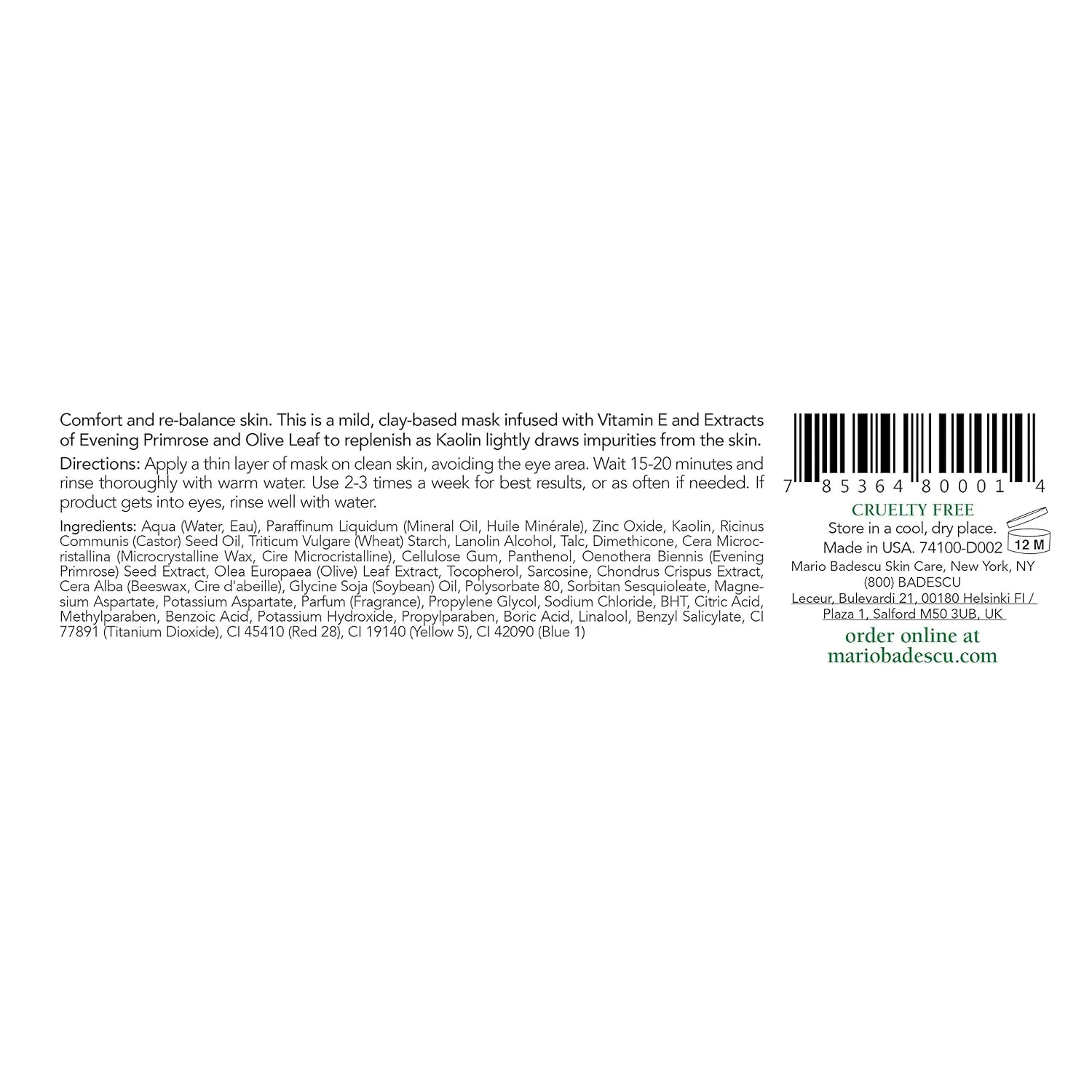 Mario Badescu Clay Face Mask for Men and Women, Pore Minimizer Skin Care Facial Mask Formulated with Nutrient-Rich Key Ingredients, Purifying and Hydrating Clay Mud for Face