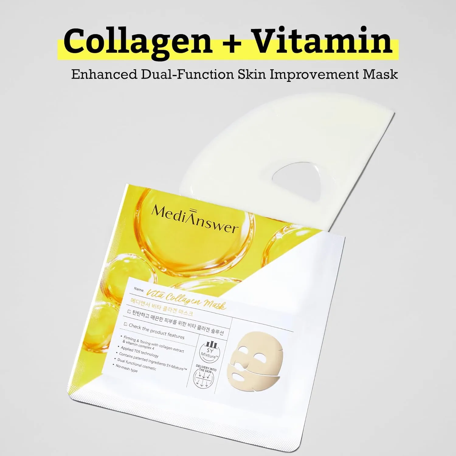 [MediAnswer] K-Beauty Vita Collagen Duo - Glow Pads (80 pads) & Sheet Masks (5 pack) | Premium Firming & Revitalizing Skincare Set with French Collagen