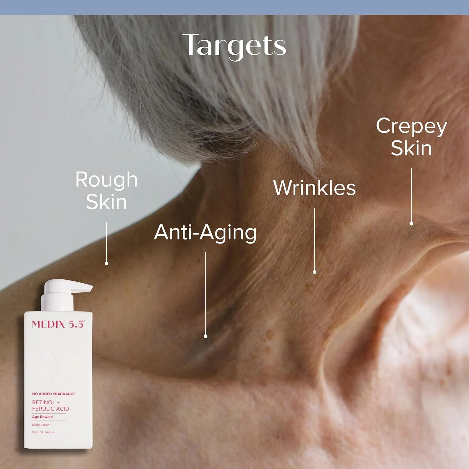 Medix 5.5 Fragrance Free Firming Retinol Body Lotion   Collagen Peptides Cream 2pc Skin Care Set, Crepey Skin Treatment, Anti Aging Body Cream & Face Moisturizer For Crepe Skin, Cellulite, Wrinkles