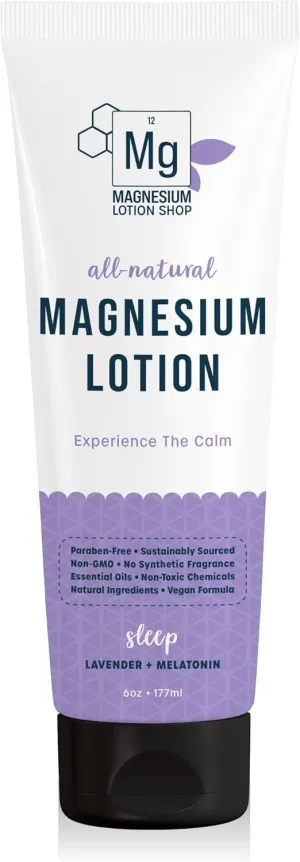 Melatonin   Lavender Magnesium Lotion for Sleep | 250 mg Magnesium and 3 mg Melatonin per Teaspoon | 6 oz Bottle of Lavender Lotion | Proudly Made in America
