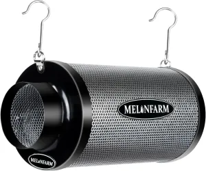MELONFARM 4 Inch Air Carbon Filter Smelliness Control with Australia Virgin Charcoal, Odor Removal Carbon Filter for Grow Tent, Inline Fan, Hydroponics, Pre-Filter Included, Insulated Flange 4" x 12"