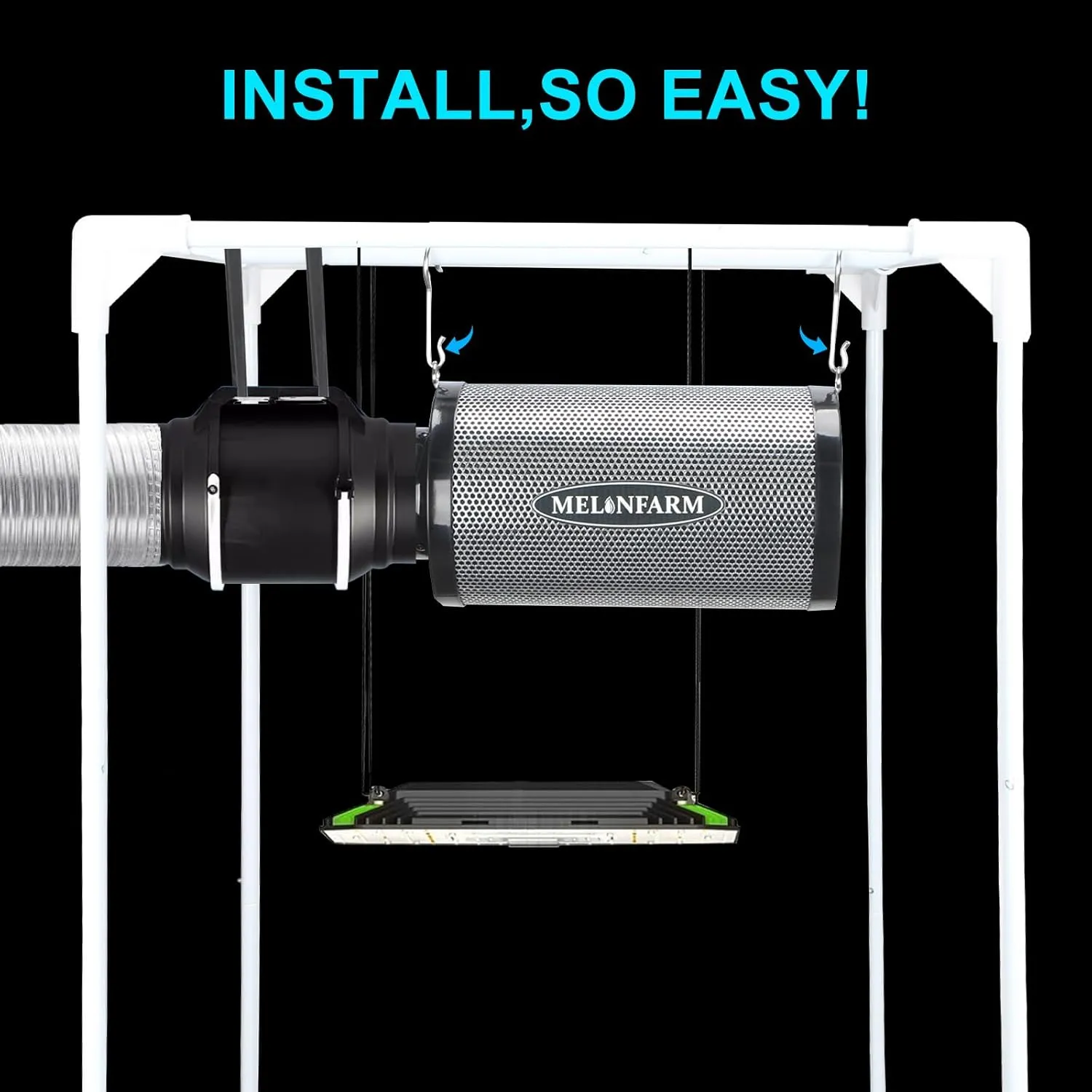 MELONFARM 4 Inch Air Carbon Filter Smelliness Control with Australia Virgin Charcoal, Odor Removal Carbon Filter for Grow Tent, Inline Fan, Hydroponics, Pre-Filter Included, Insulated Flange 4" x 12"