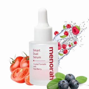 menorah skincare - Smart Dual Serum - with Crystal Tomato and Acai Berry, Serum for face, Anti-Aging, Glow Skin, Oil-Infused Serum, IBR-TCLC®, Natural Coconut Oil, Palm Kernel Oil, Vitamin C E